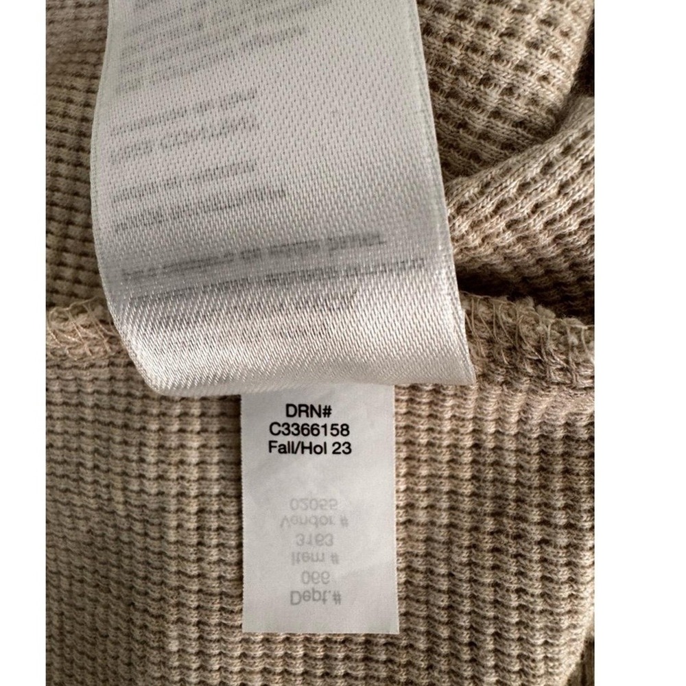 Eddie Bauer Shirt Mens XL Beige Waffle Knit Crew Neck Ribbed Cuffs Thermal - Picture 7 of 7